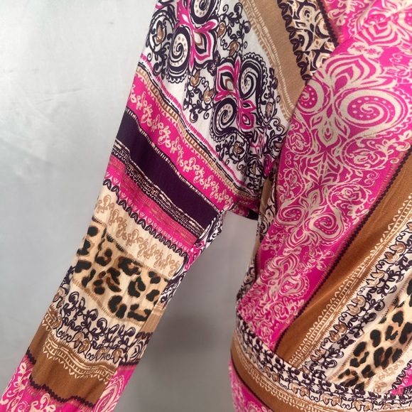 VENUS Pink and Brown Multi Patterned Bodycon Dress  size Large - Picture 5 of 16